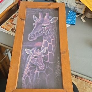 Wood Framed Giraffe Art
